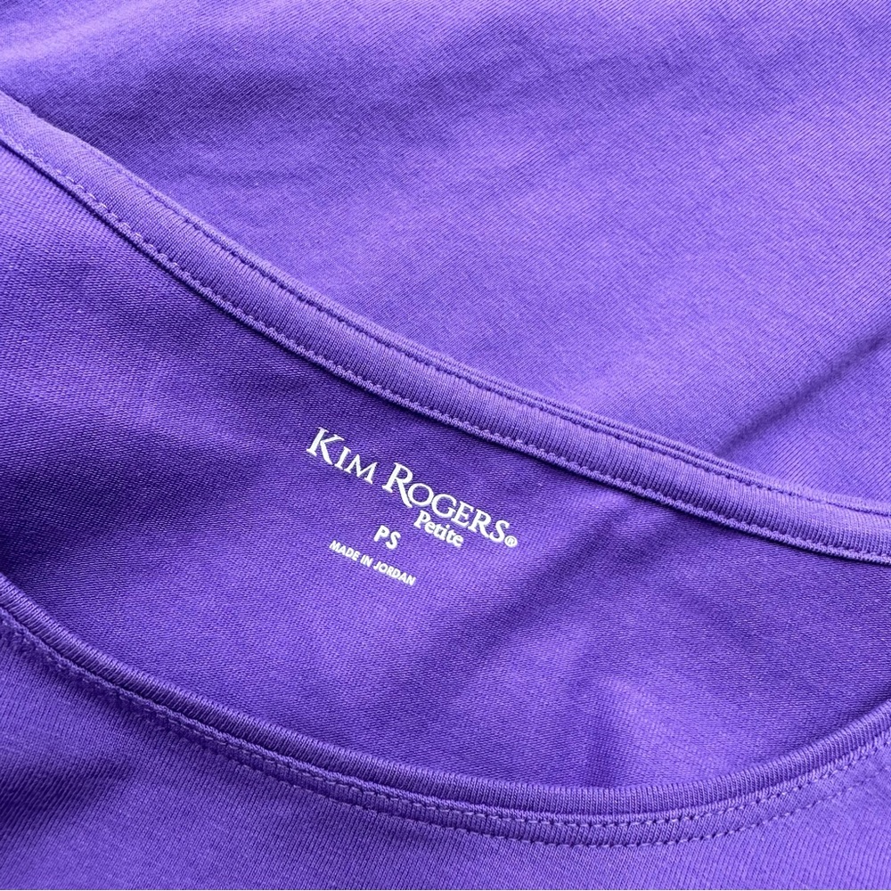 EUC Womens Kim Rogers Petite Small S Short Sleeve Shirt Blouse Top Purple - Picture 3 of 3